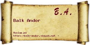 Balk Andor névjegykártya